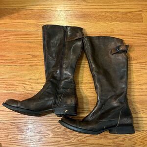 Born Lottie Brown Leather Side Zip Tall Riding Boots Shoes D07716 Womens 8